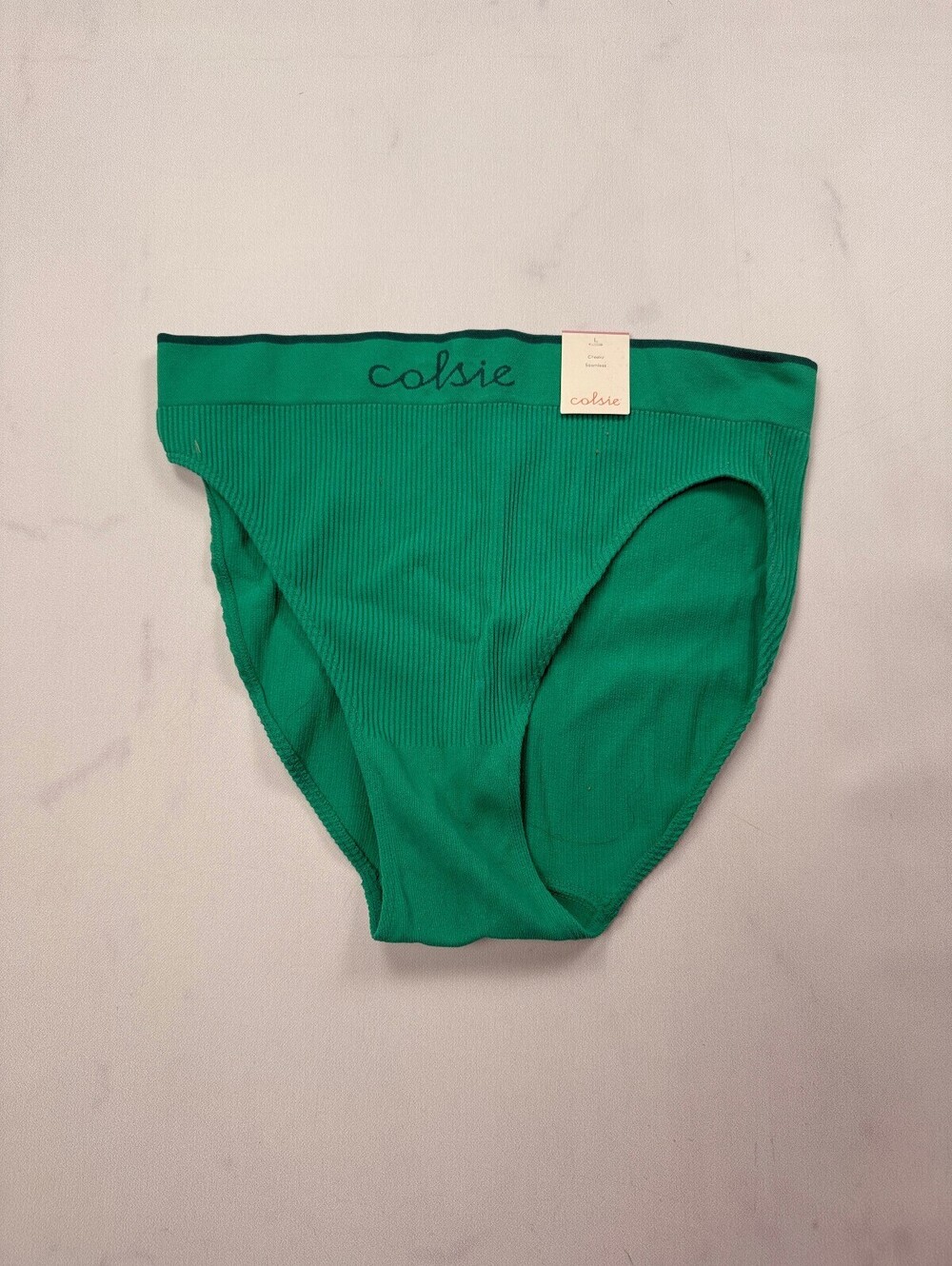 Colsie Ribbed Bikini Green Current Minimalist - Womens L